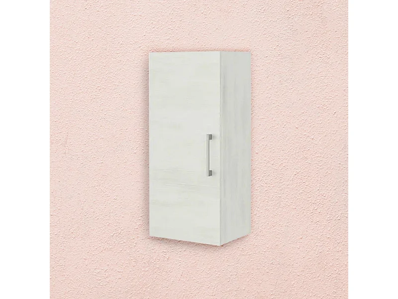 Armoire De Toilette Suspendue 1 Porte Chêne Blanc Poignée Chromée | Rimini