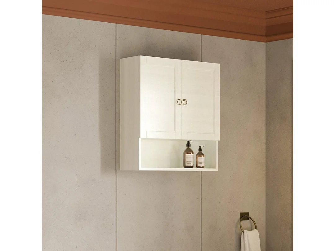 Pensile 2 Portes Et Espace Ouvert Blanc Décapé | Toscana