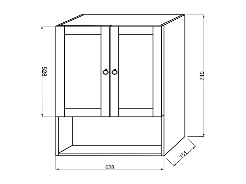 Pensile 2 Portes Et Espace Ouvert Blanc Décapé | Toscana
