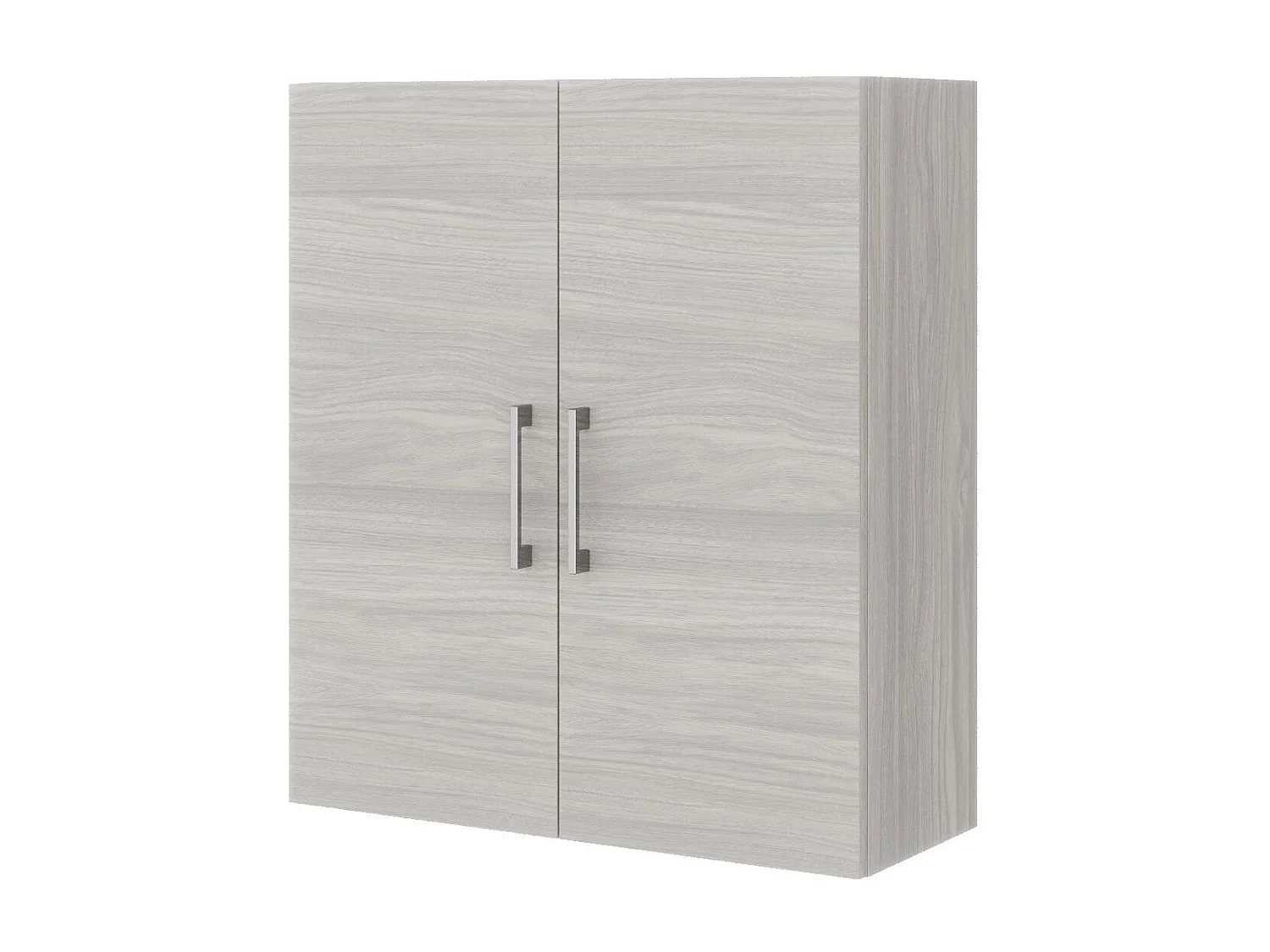 Meuble Suspendu De Salle De Bains Avec Double Porte En Chêne Gris Et Poignée Abs Chromée | Rimini