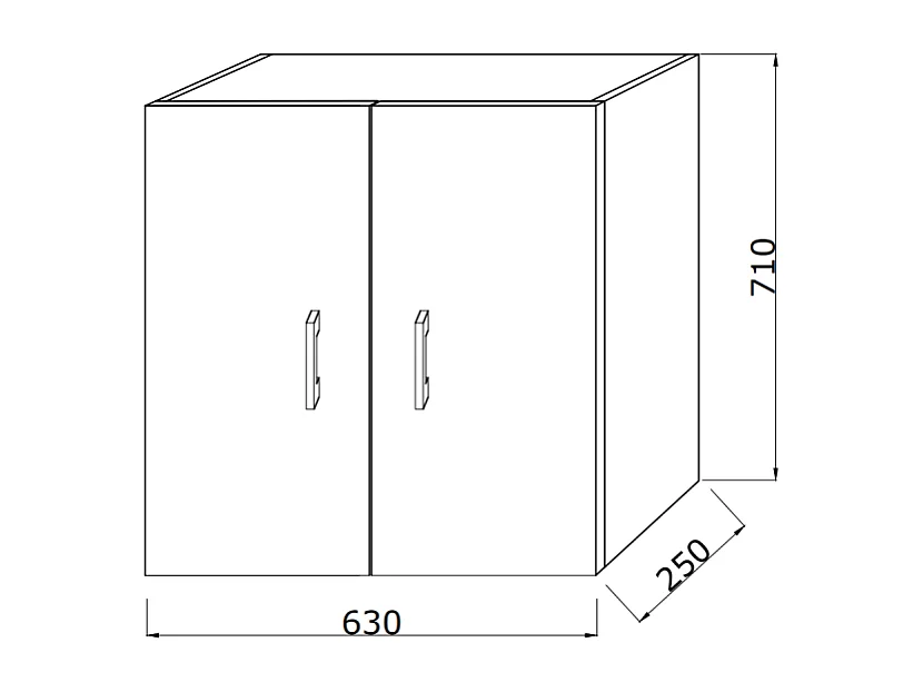 Meuble Suspendu De Salle De Bains Avec Double Porte En Chêne Gris Et Poignée Abs Chromée | Rimini