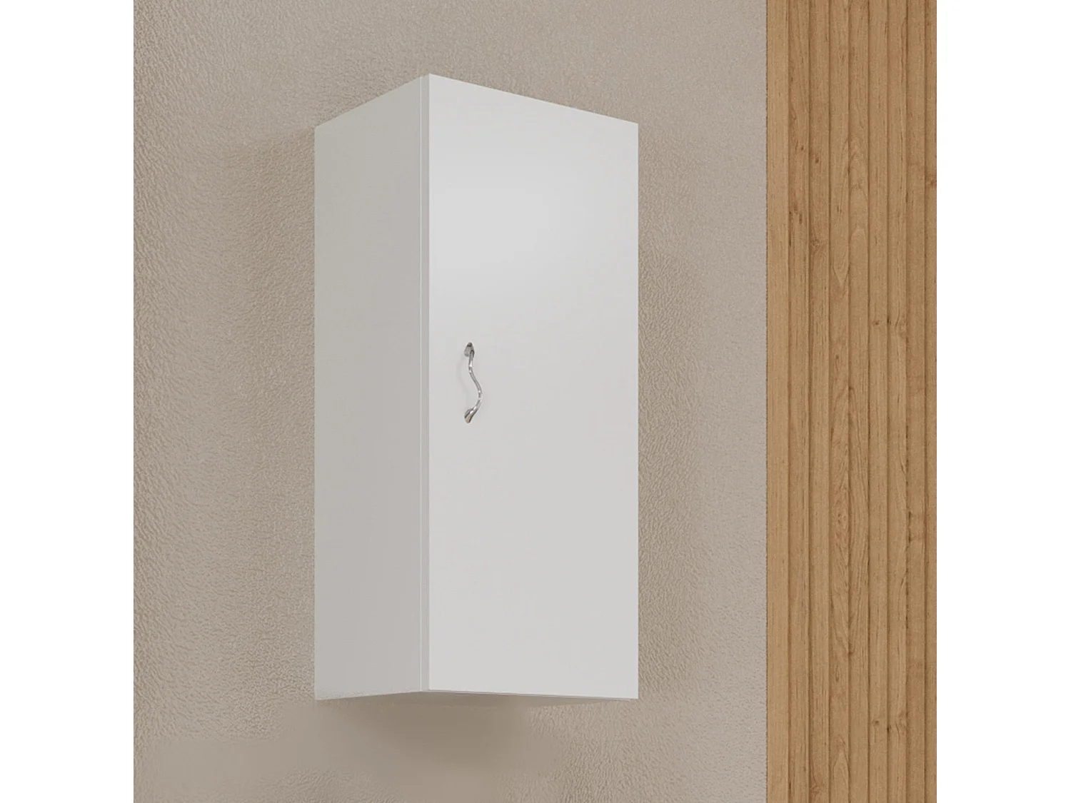 Meuble Mural De Salle De Bains À Porte Unique Réversible Blanc Brillant | Easy