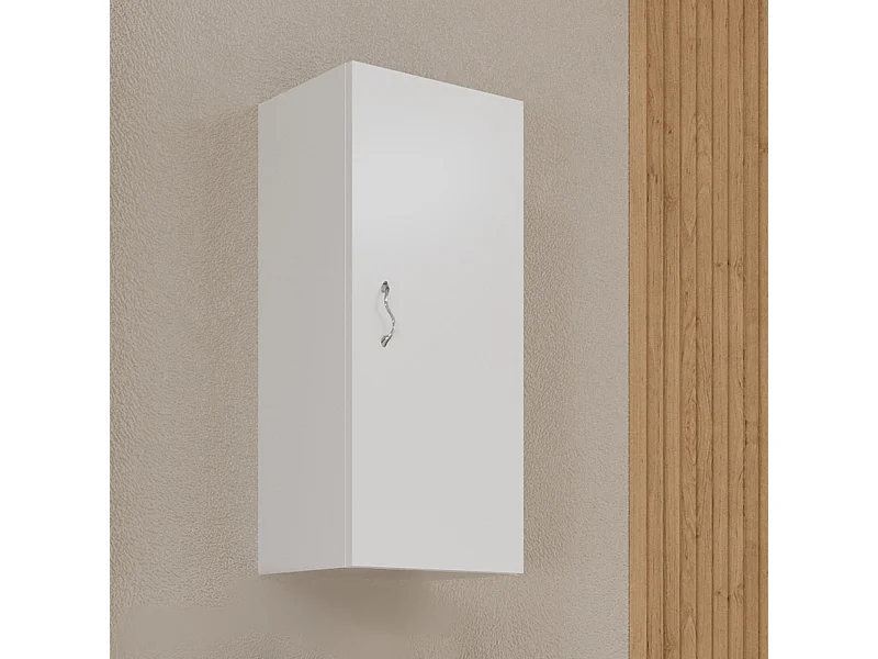 Meuble Mural De Salle De Bains À Porte Unique Réversible Blanc Brillant | Easy