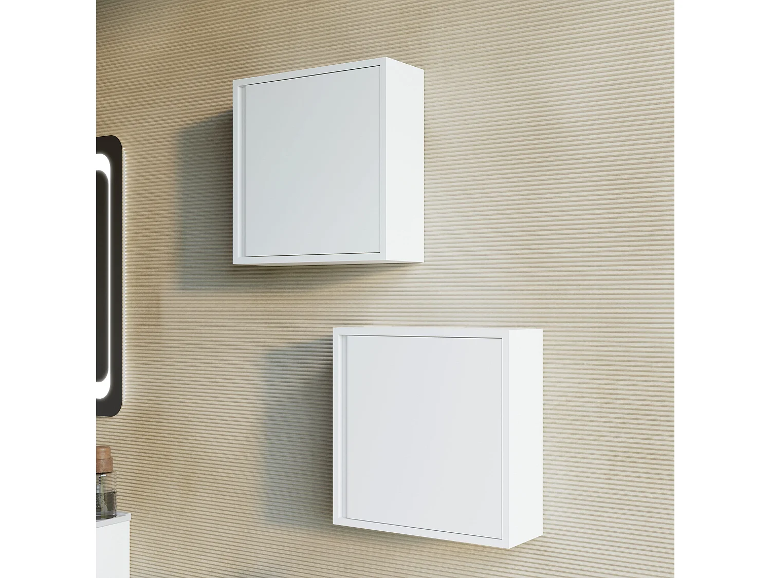 Meuble Suspendu De Salle De Bain 39Cm Avec Porte Réversible Blanc Mat | Monaco