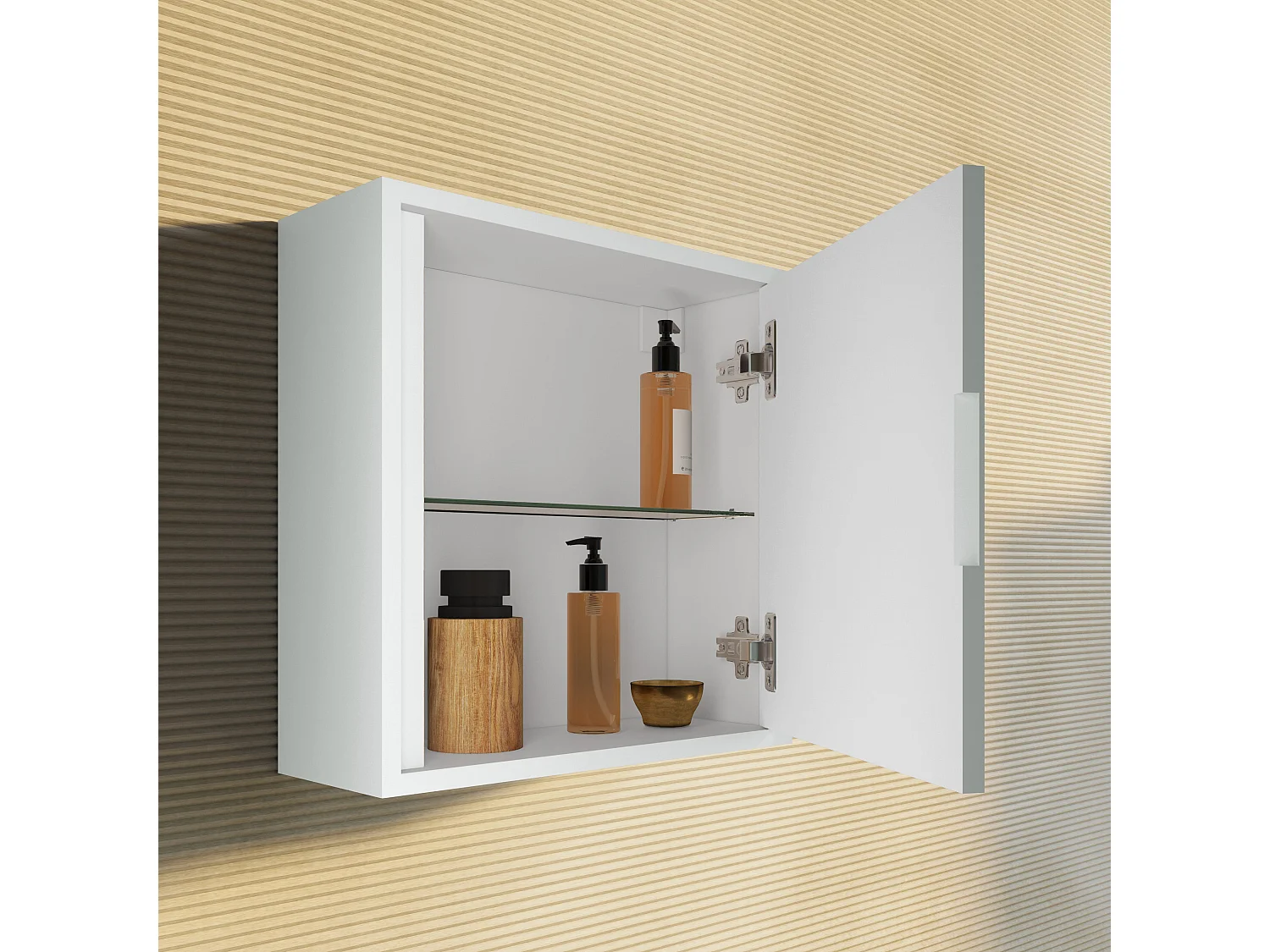 Meuble Suspendu De Salle De Bain 39Cm Avec Porte Réversible Blanc Mat | Monaco