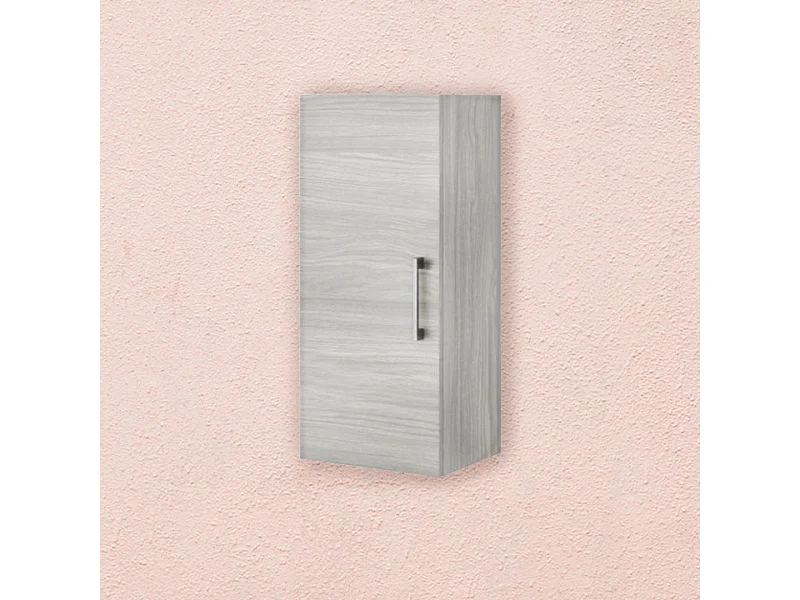 Meuble Haut De Salle De Bain Chêne Gris Effet Bois 1 Porte Réversible | Rimini