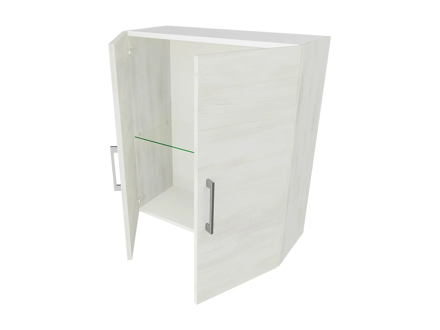 Meuble Suspendu De Salle De Bains 2 Portes Chêne Blanc Et Poignées Chromées | Rimini