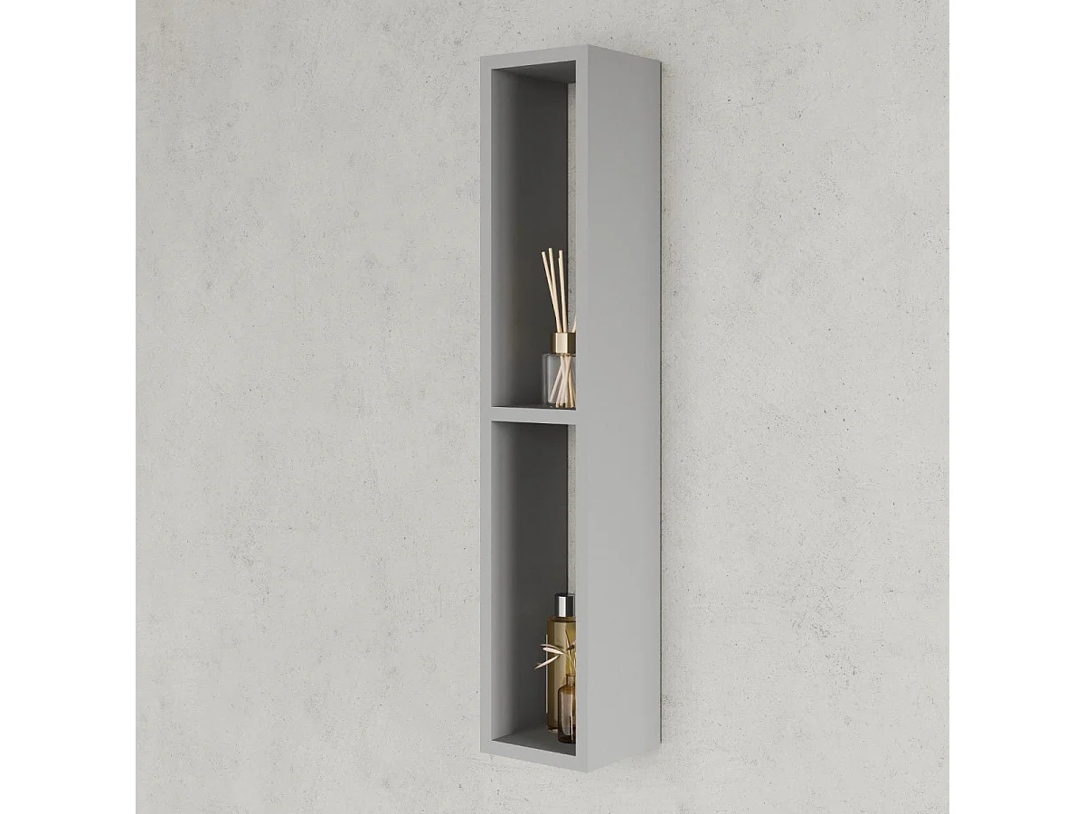 Meuble Haut De Salle De Bain H80 Cm Avec Deux Compartiments Ouverts Gris