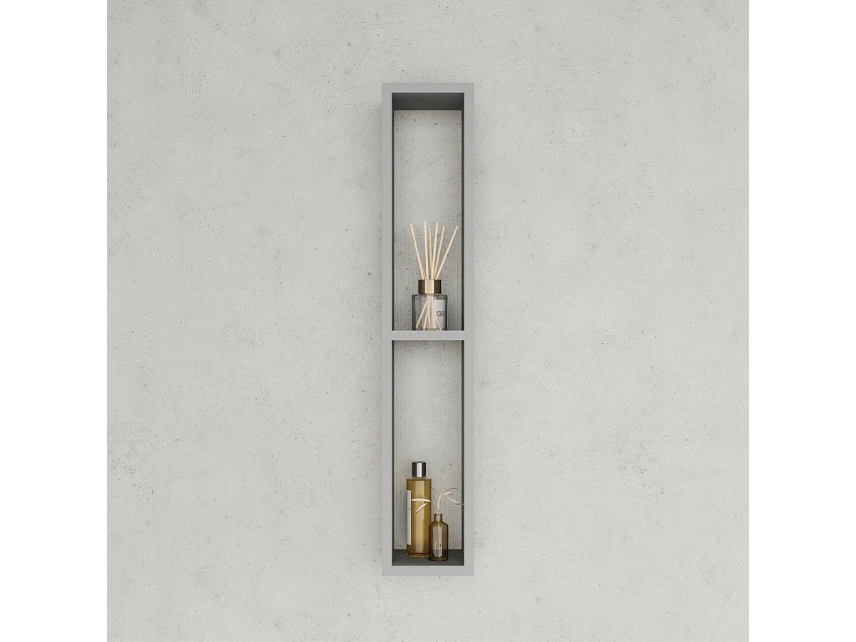 Meuble Haut De Salle De Bain H80 Cm Avec Deux Compartiments Ouverts Gris