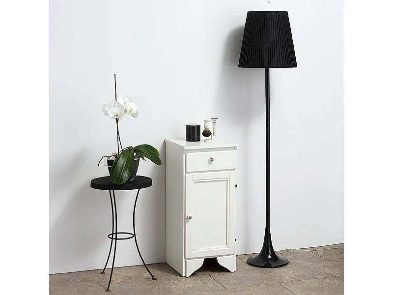 Armoire Avec Tiroir Et Porte Cm.33,5 H 80 Blanc Décape Lavande