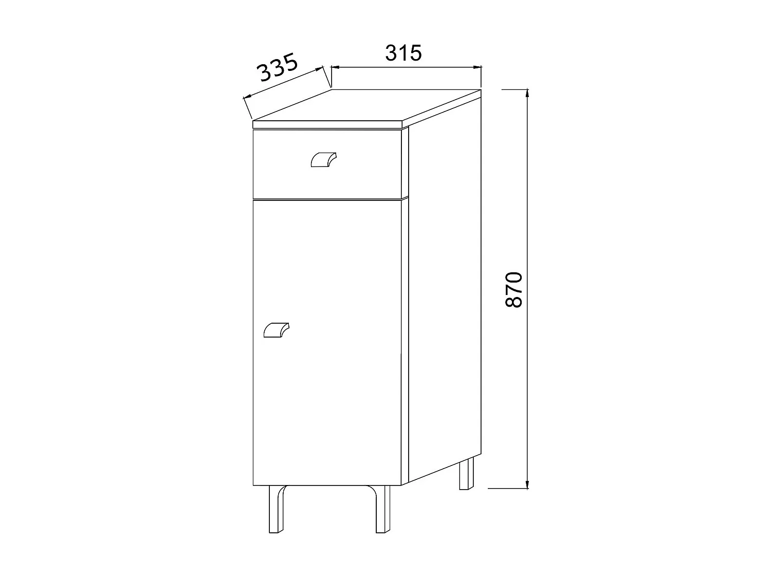 Base Au Sol Cm.31,5 Avec Porte Et Tiroir Blanc | Easy