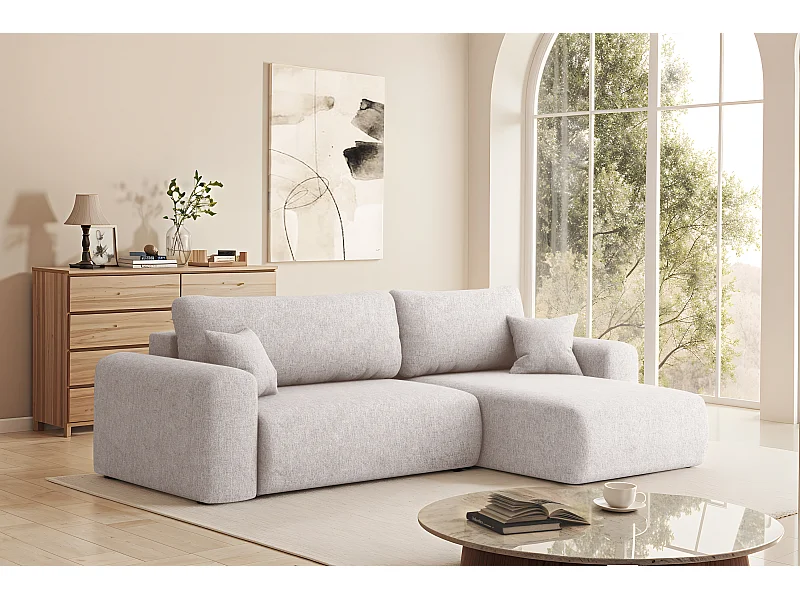 Uniwersalny narożnik z funkcją spania, do salonu, Capri L VERITA - beżowy