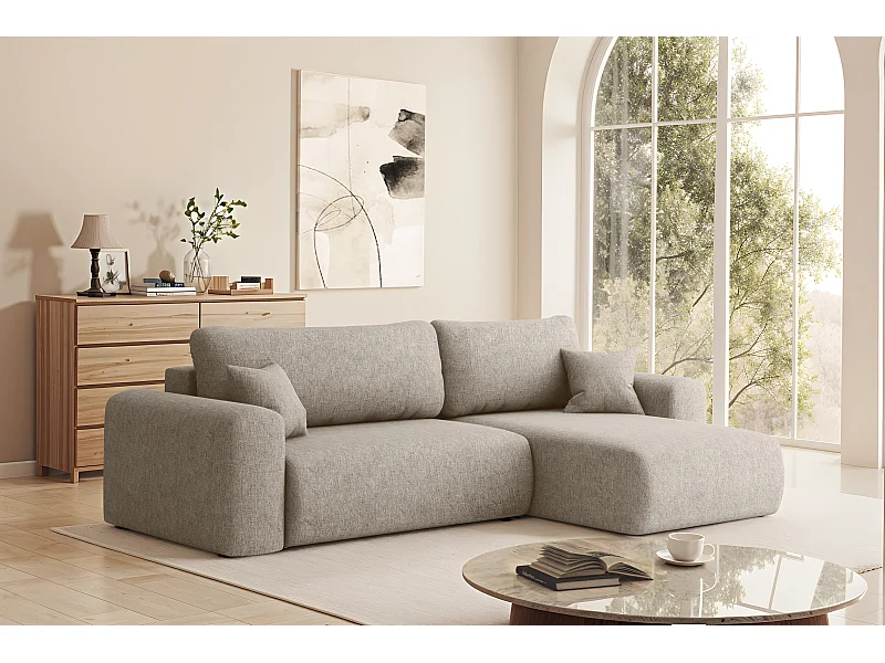 Uniwersalny narożnik z funkcją spania, do salonu, Capri L VERITA - ciemnobeżowy