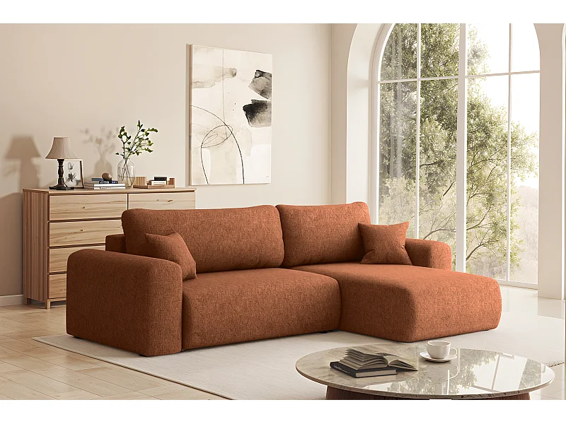 Uniwersalny narożnik z funkcją spania, do salonu, Capri L VERITA - ceglany