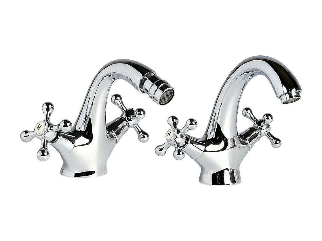 Robinetterie Pour Lavabo Et Bidet Avec Poignée En Croix | Narciso
