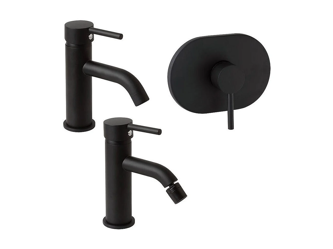 Lot De 3 Mitigeurs Pour Lavabo, Bidet, Et Douche À Encastrer Noir Mat | Fassa
