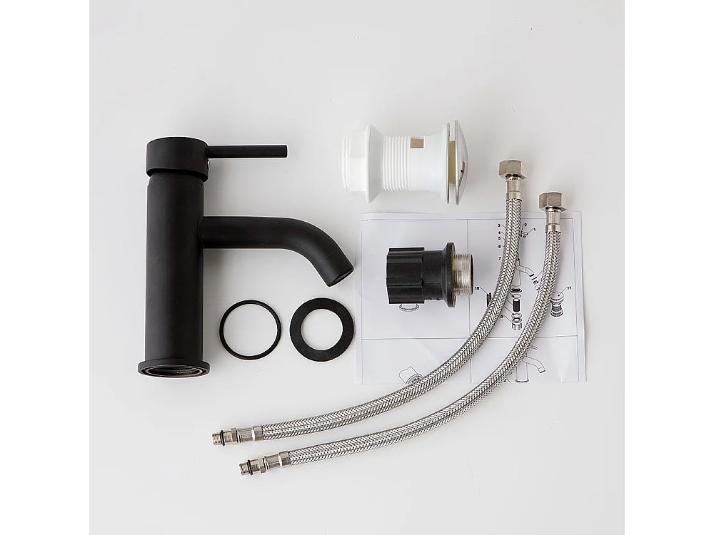 Lot De Mitigeurs Noirs De Salle De Bain Pour Lavabo, Bidet Et Douche Avec Déviateur | Fassa