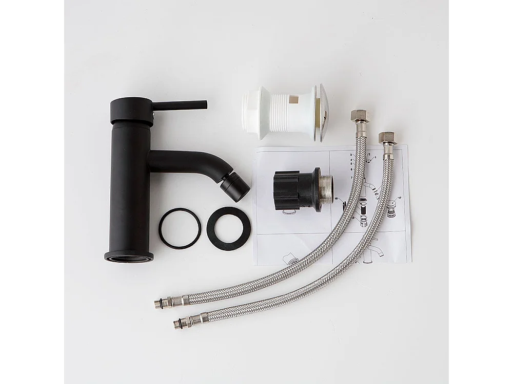 Lot De Mitigeurs Noirs De Salle De Bain Pour Lavabo, Bidet Et Douche Avec Déviateur | Fassa