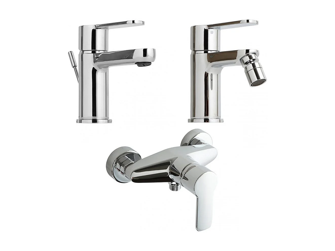 Set De Robinetterie Lavabo, Bidet, Groupe Externe De Douche En Laiton Chromé | Nora