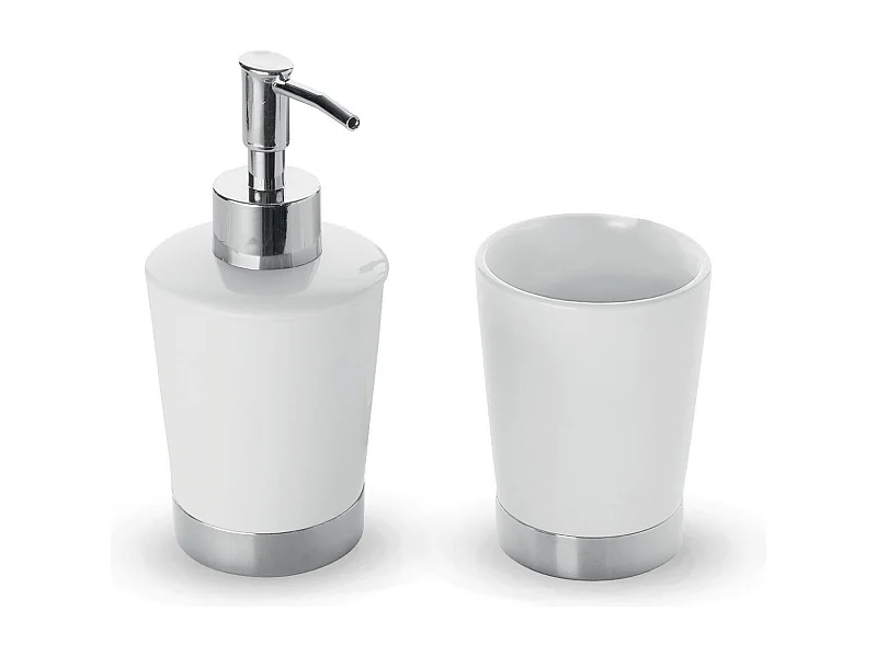 Ensemble D'accessoires De Lavabo Sur Pied En Céramique Blanche | Lilly