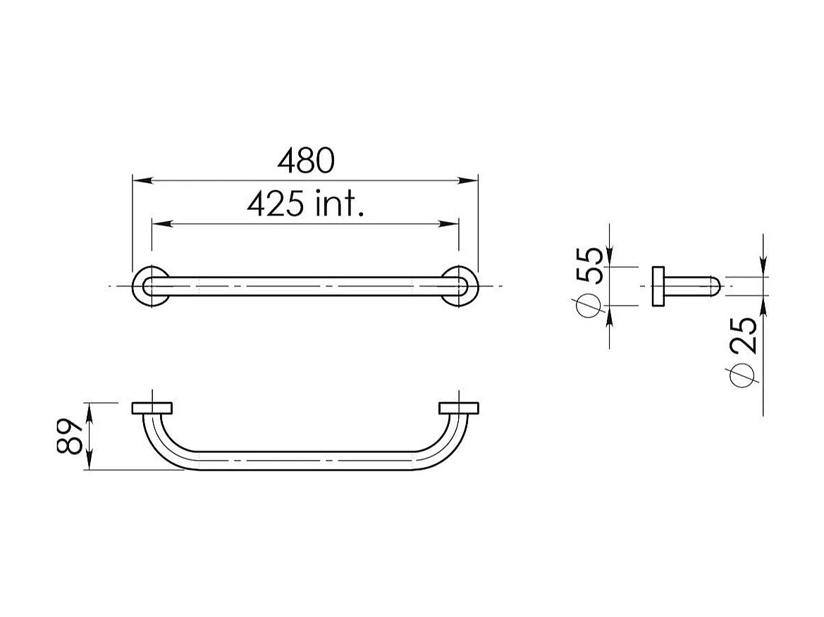 Poignée De Salle De Bains En Acier Chromé De 45 Cm Pour Les Personnes Âgées