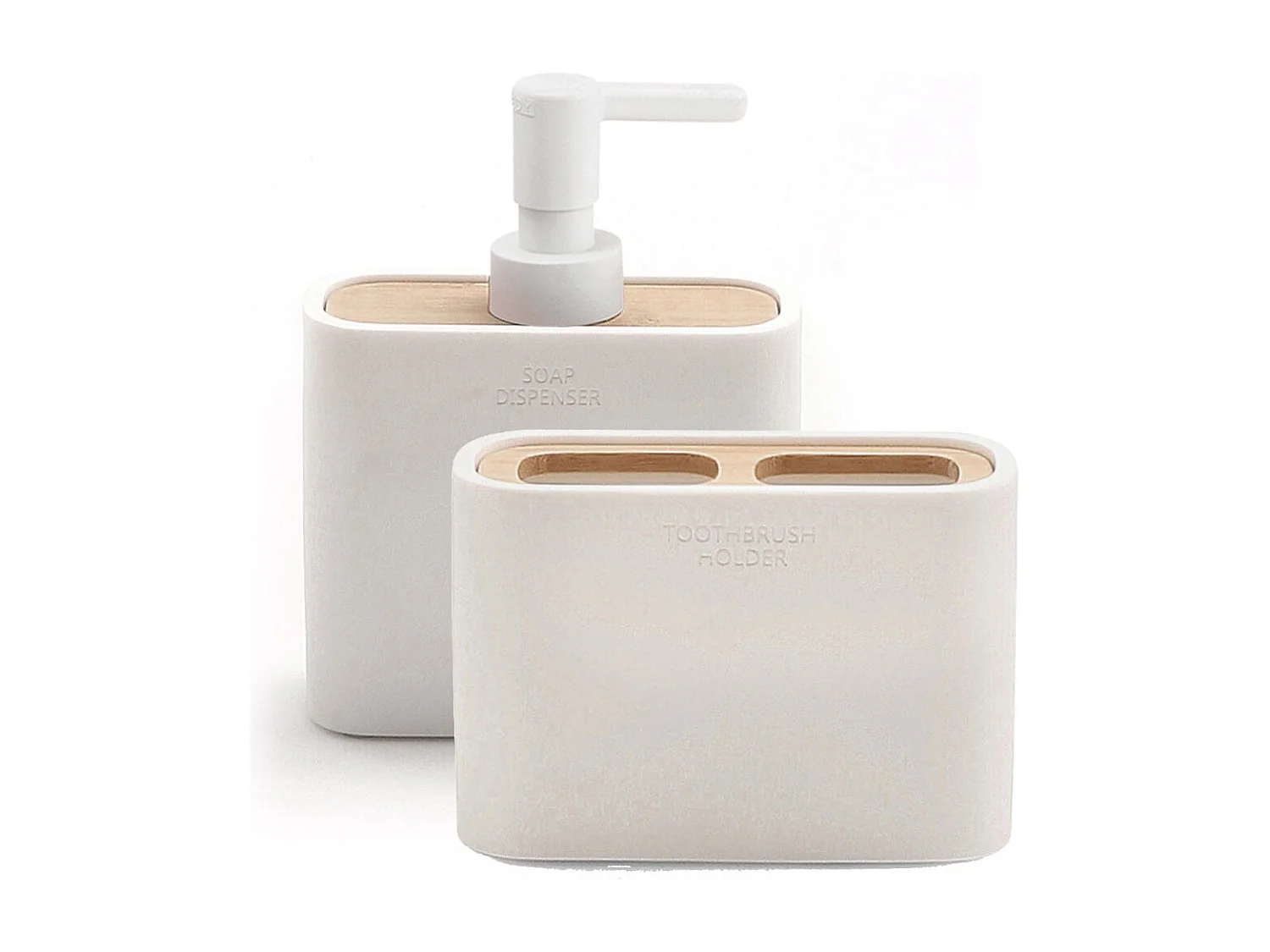 Ensemble D'accessoires De Salle De Bains 2 Pcs. Bambou Blanc | Alisso