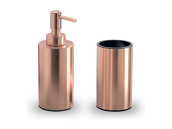 Set D'accessoires Lavabo Inox Et Cuivre À Poser | Copper