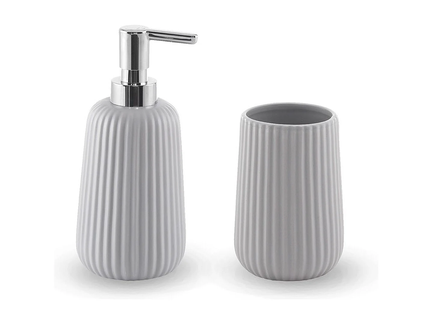Set D'accessoires Lavabo Distributeur Et Porte Brosse À Dents Gris | Dory