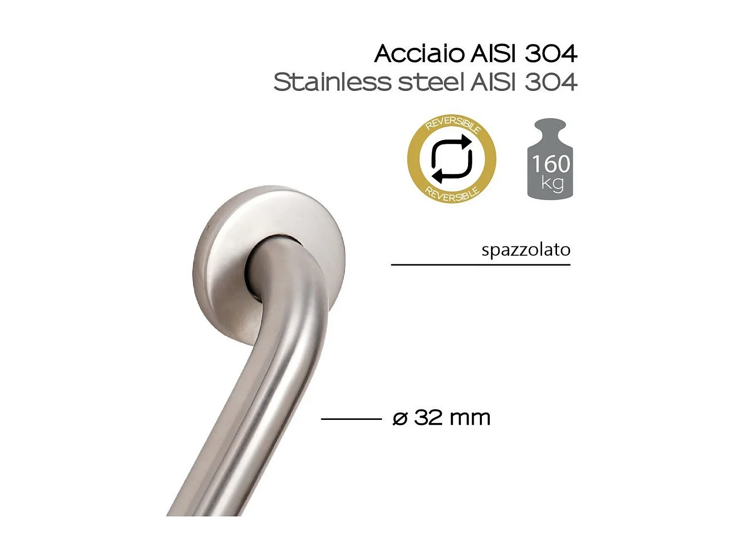 Barre D'appui D'angle Chrome Brossé | Loto