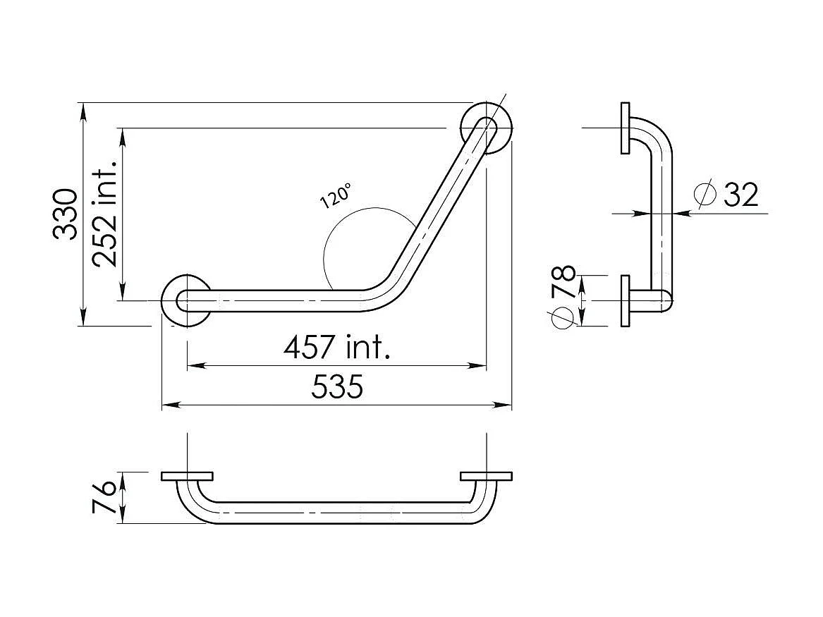 Barre D'appui D'angle Chrome Brossé | Loto