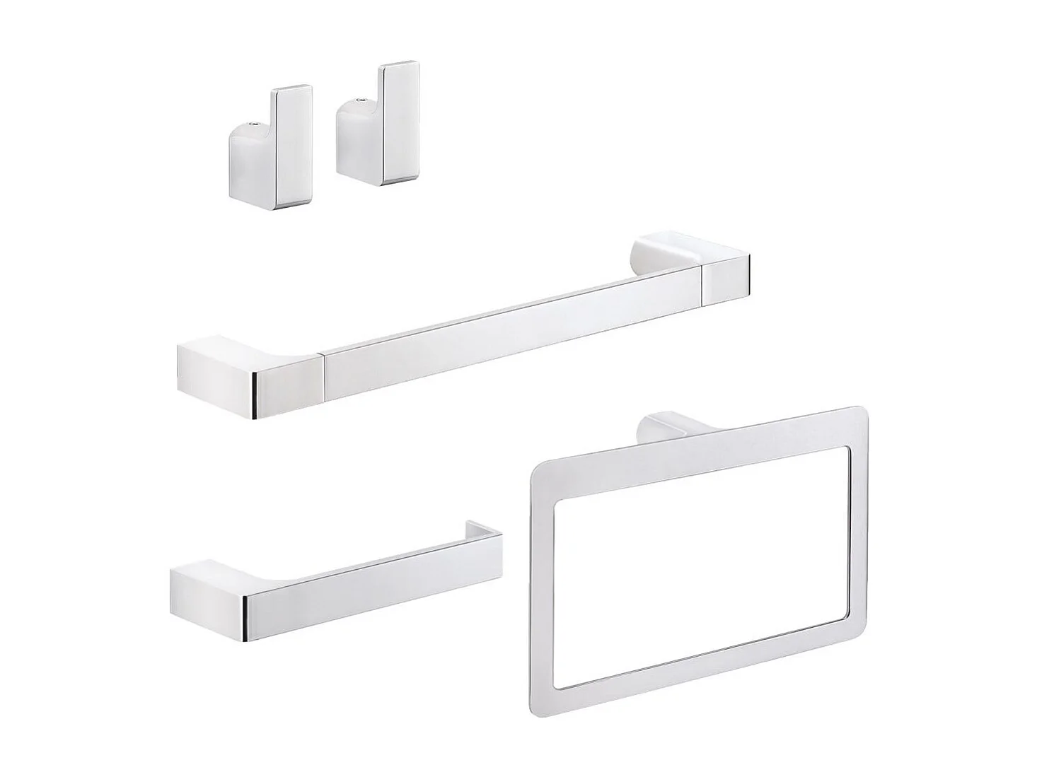 Set 4 Accessoires Muraux Pour Salle De Bain Chrome  | Giacinto