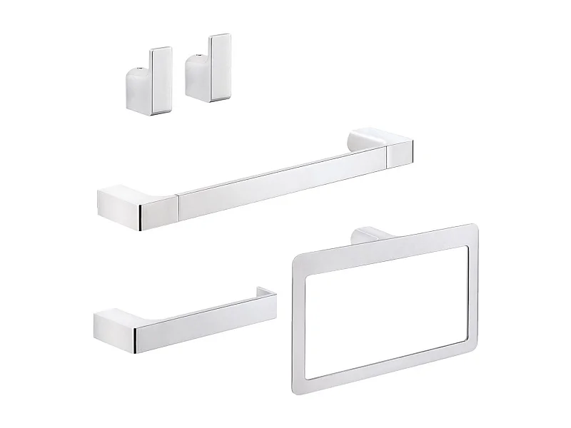 Set 4 Accessoires Muraux Pour Salle De Bain Chrome  | Giacinto