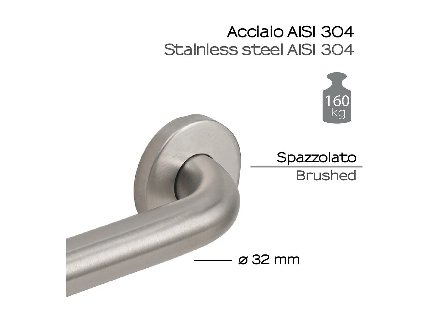 Barre D'appui En Acier Chromé Brossé De 45 Cm Pour Personnes Handicapées | Loto