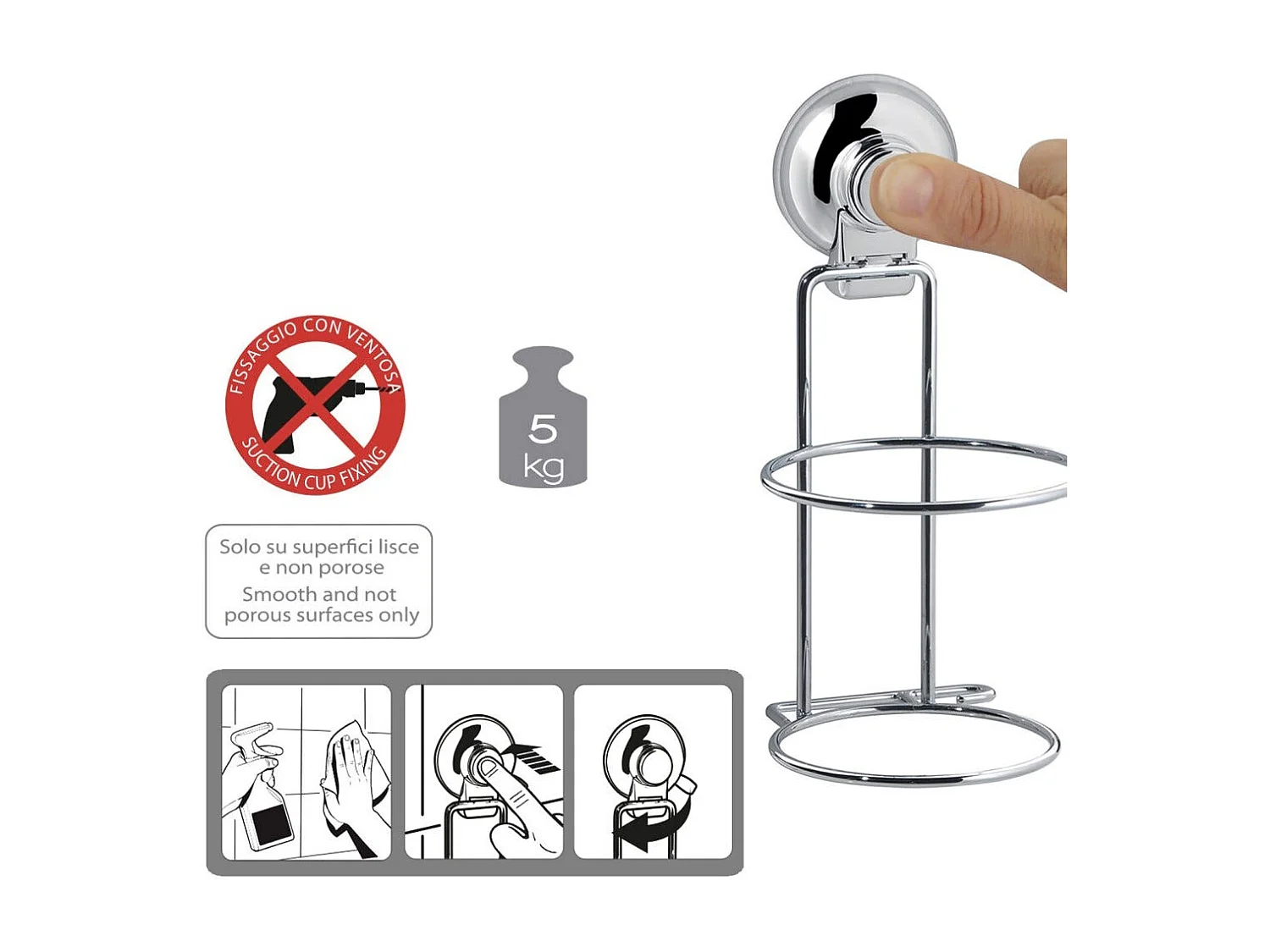 Porte-Ventouse En Métal Chromé | Menta