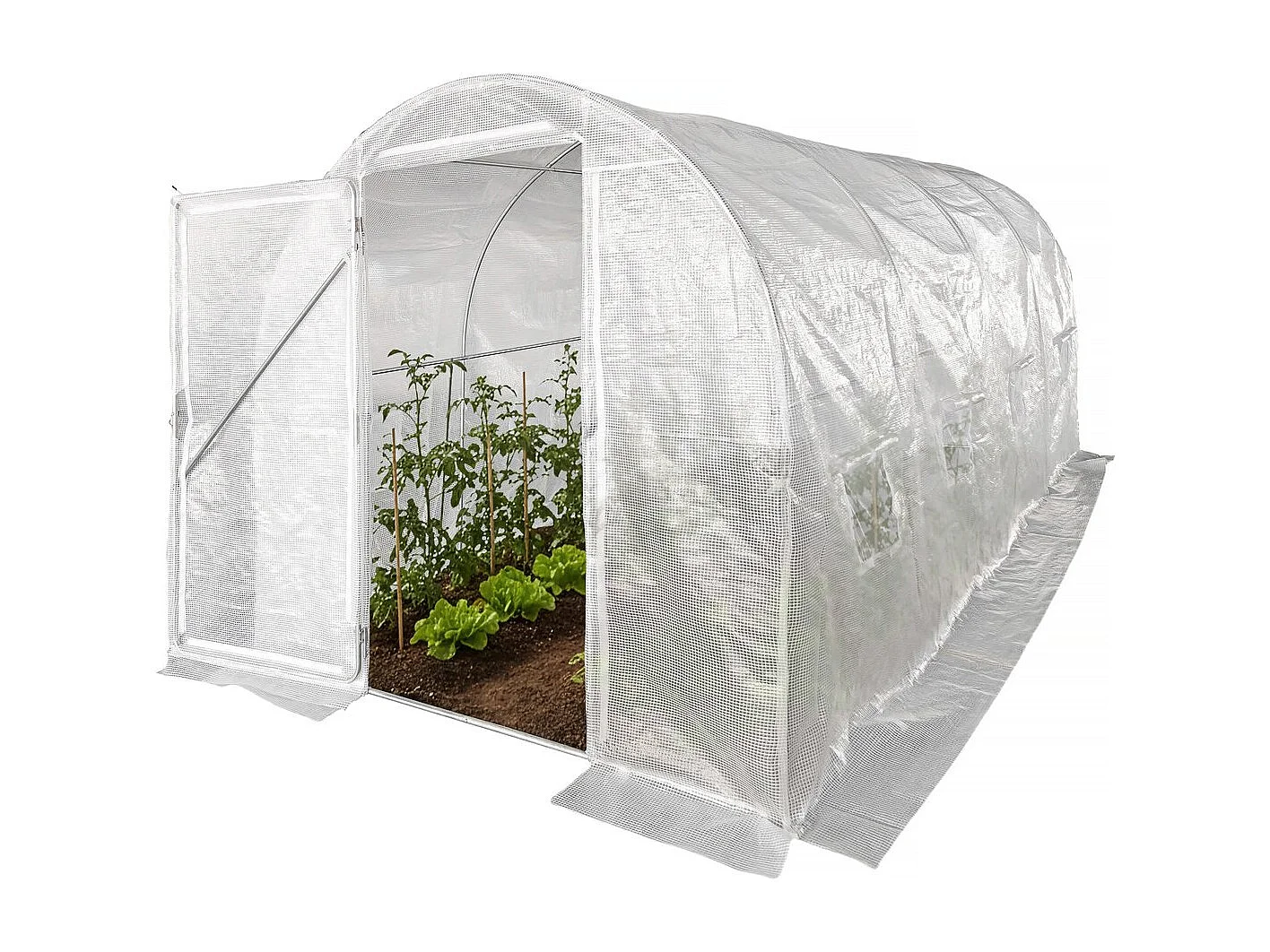 Invernadero túnel con puerta "Mimosa" - 9 m² - 180g - Blanco