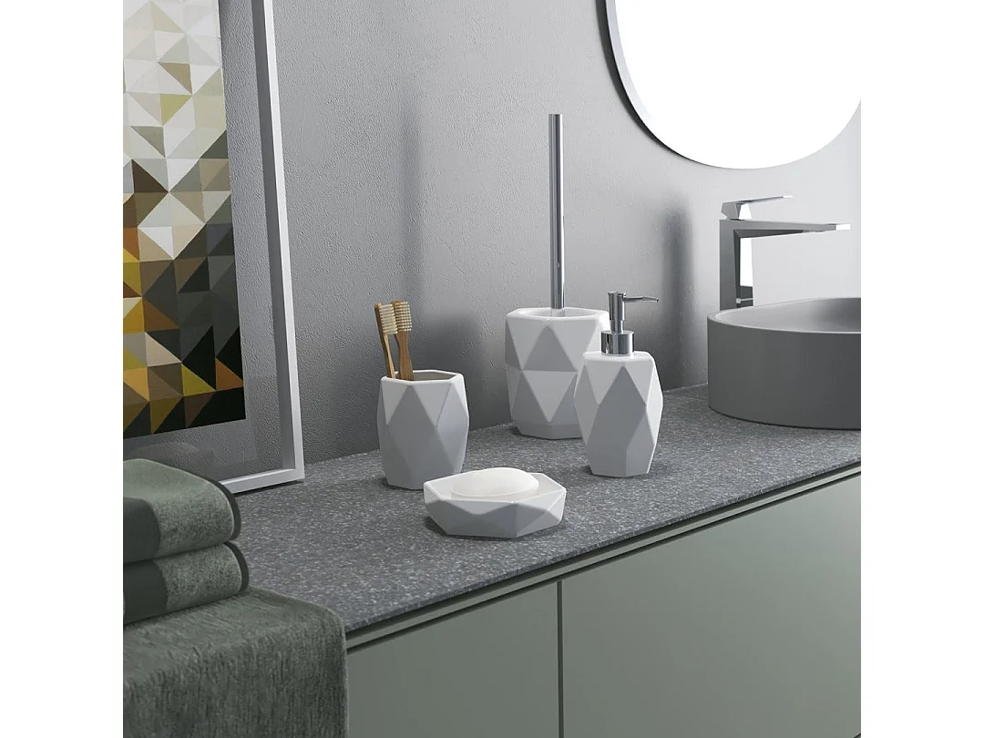 Ensemble D'accessoires De Salle De Bains 4 Pcs. Céramique Blanche  | Biancospino