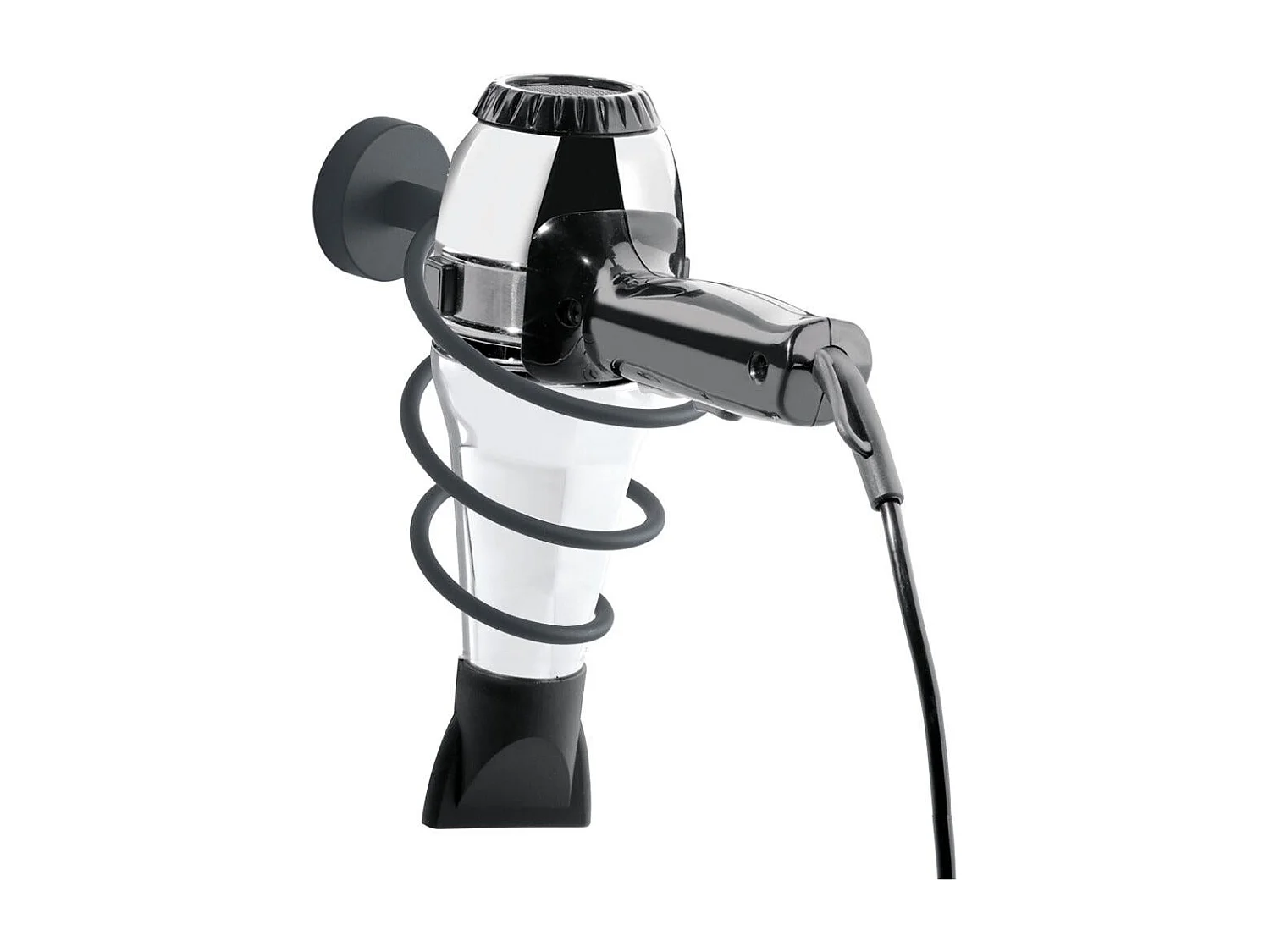 Support Mural Pour Sèche-Cheveux En Acier Inoxydable Noir Mat  | Violetta