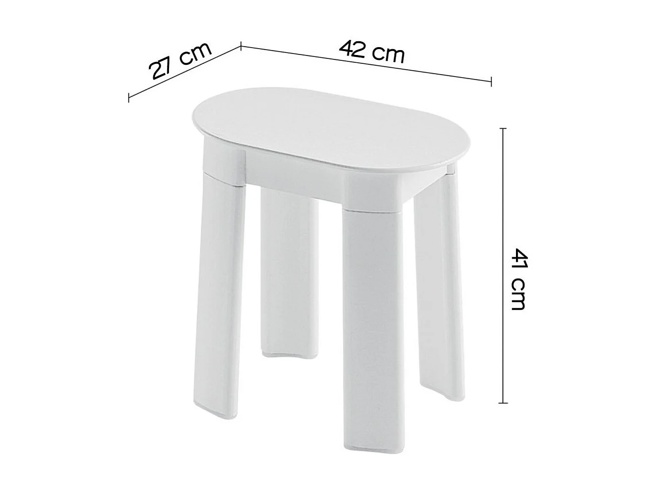 Tabouret De Salle De Bain Avec 4 Pieds En Plastique Blanc