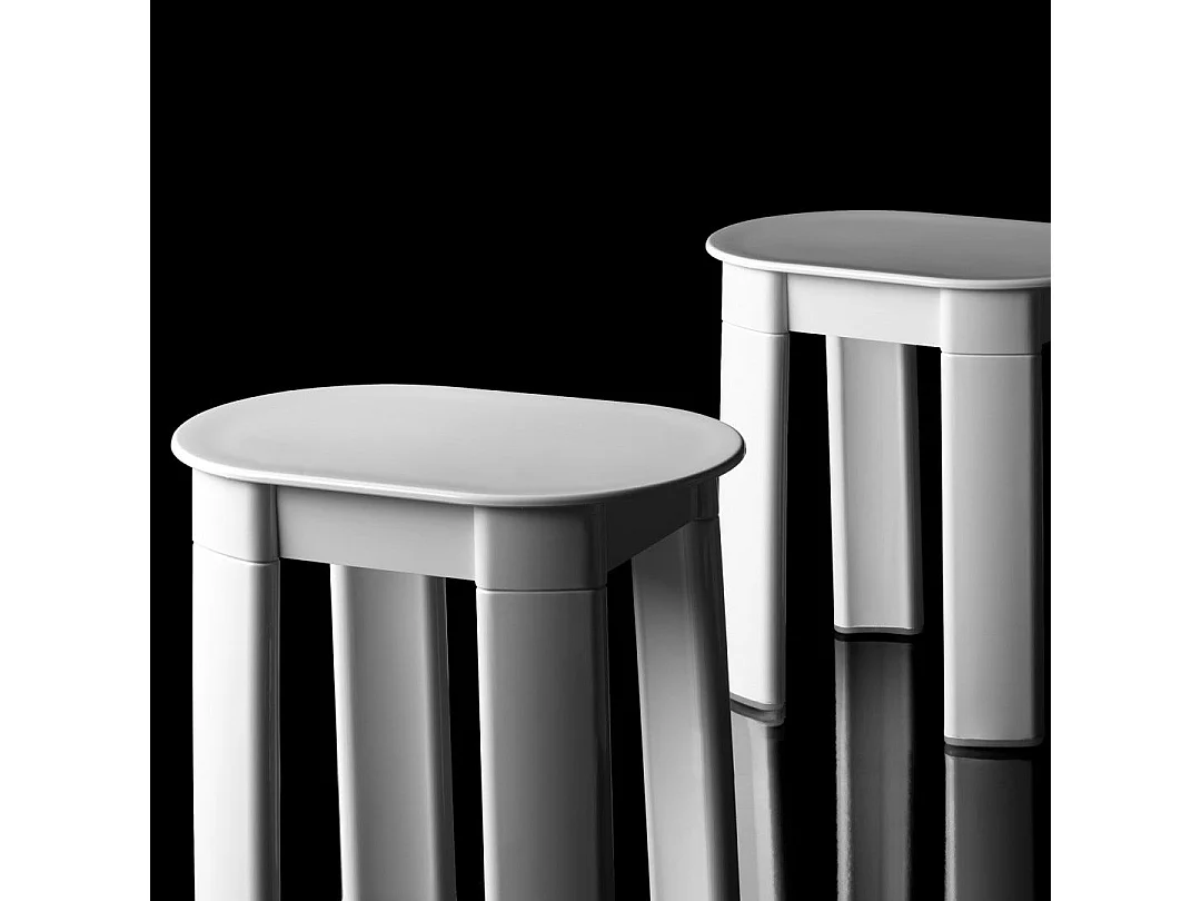 Tabouret De Salle De Bain Avec 4 Pieds En Plastique Blanc