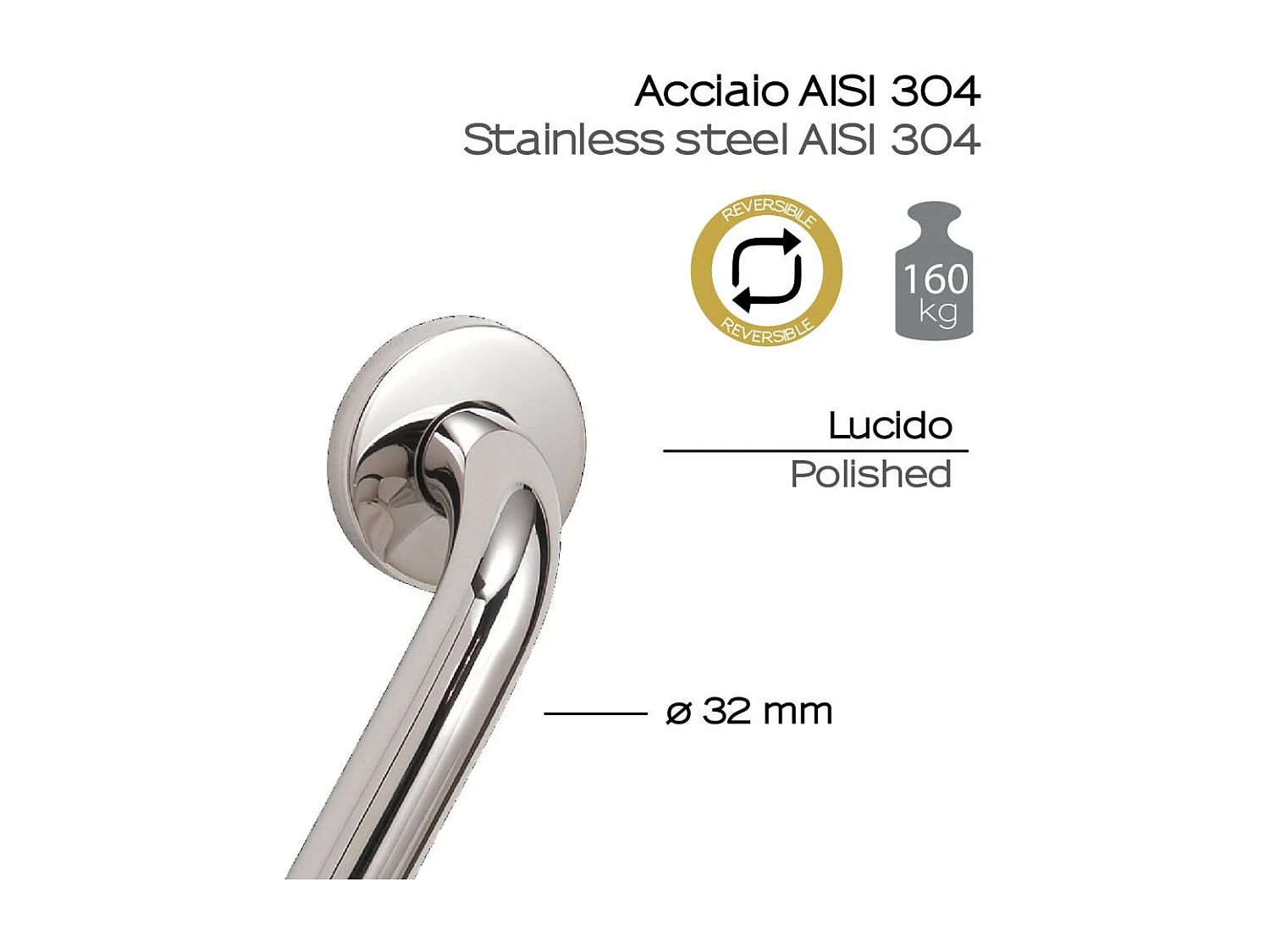 Barre D'appui Courbée À 120° En Acier Poli De 45 Cm | Loto