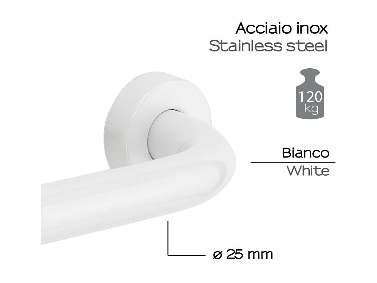Barre D'appui Pour Salle De Bain En Acier Inoxydable De 45 Cm Pour Personnes Handicapées Blanc