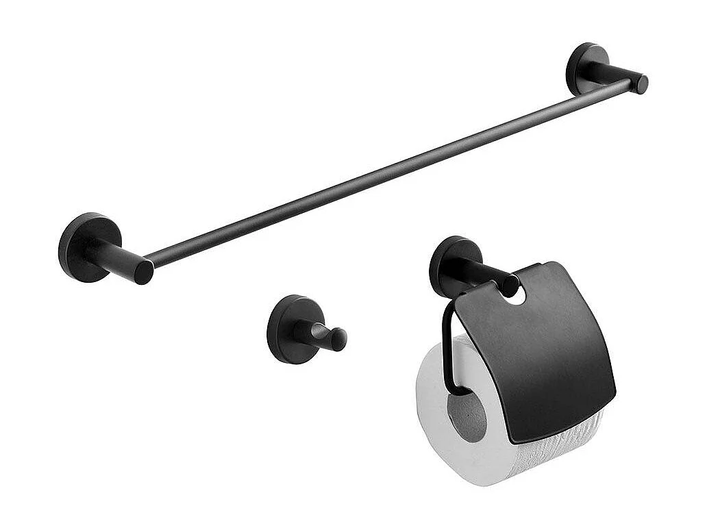 Set 3 Accessoires De Salle De Bain Noir Mat | Necessary