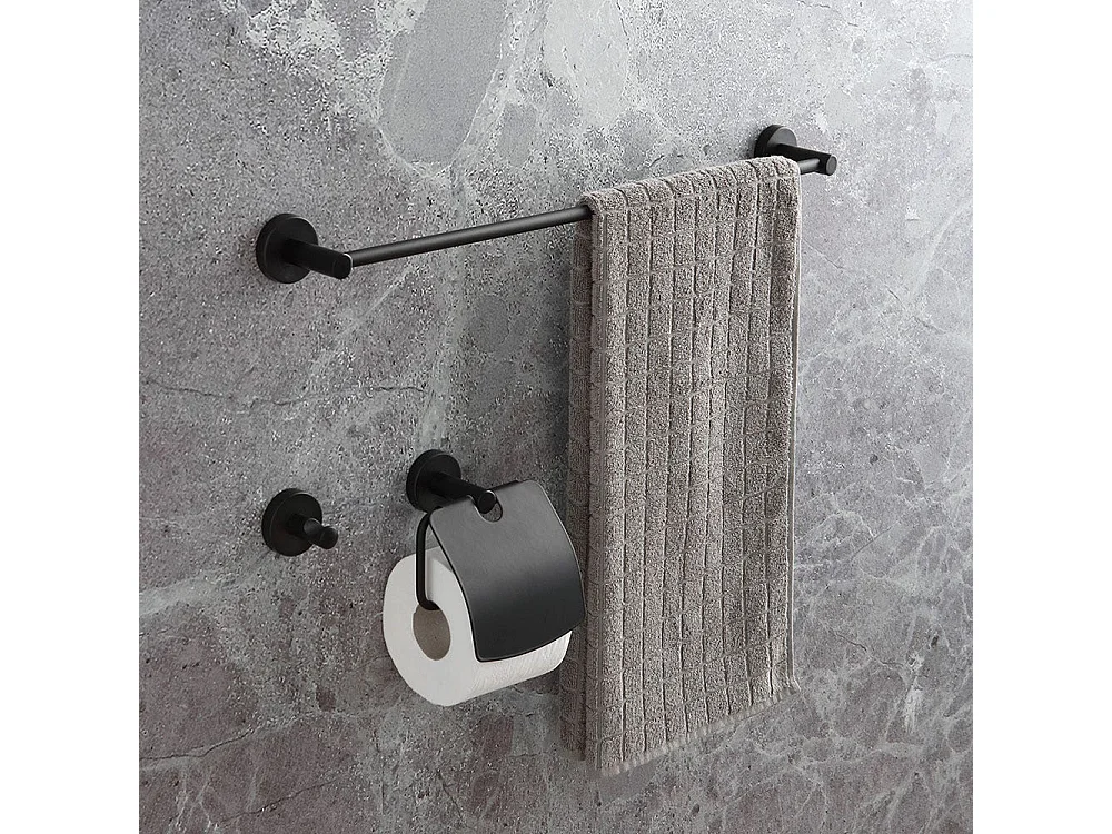 Set 3 Accessoires De Salle De Bain Noir Mat | Necessary