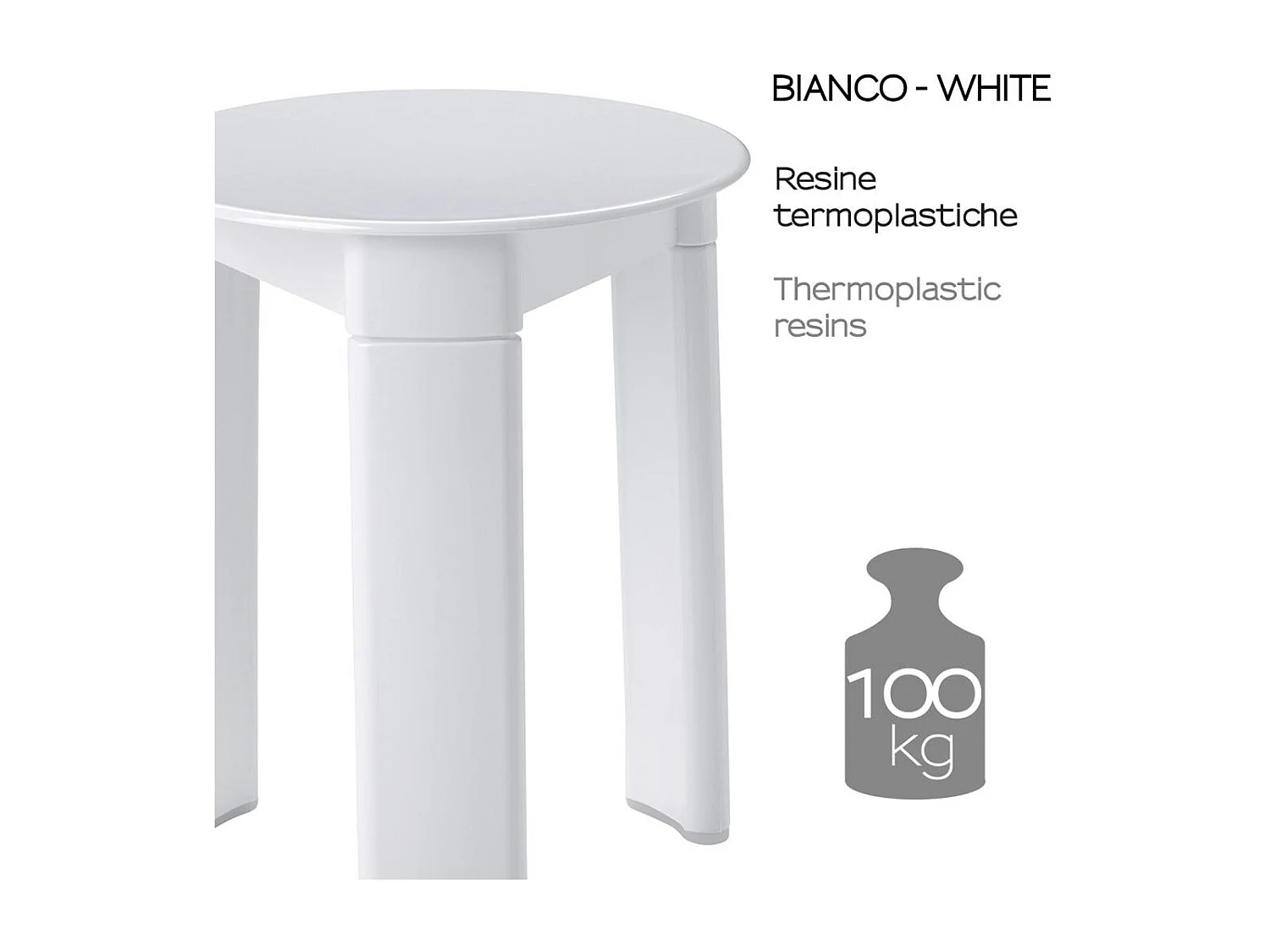 Tabouret En Résine Blanche Trois Jambes