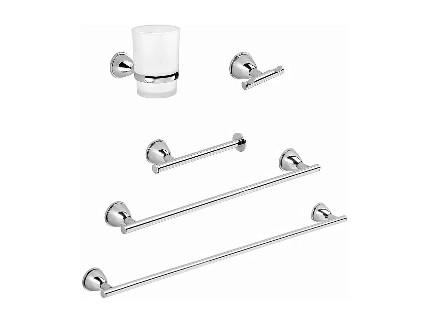 Set De 5 Accessoires De Bain, Fixation Murale | Gemma