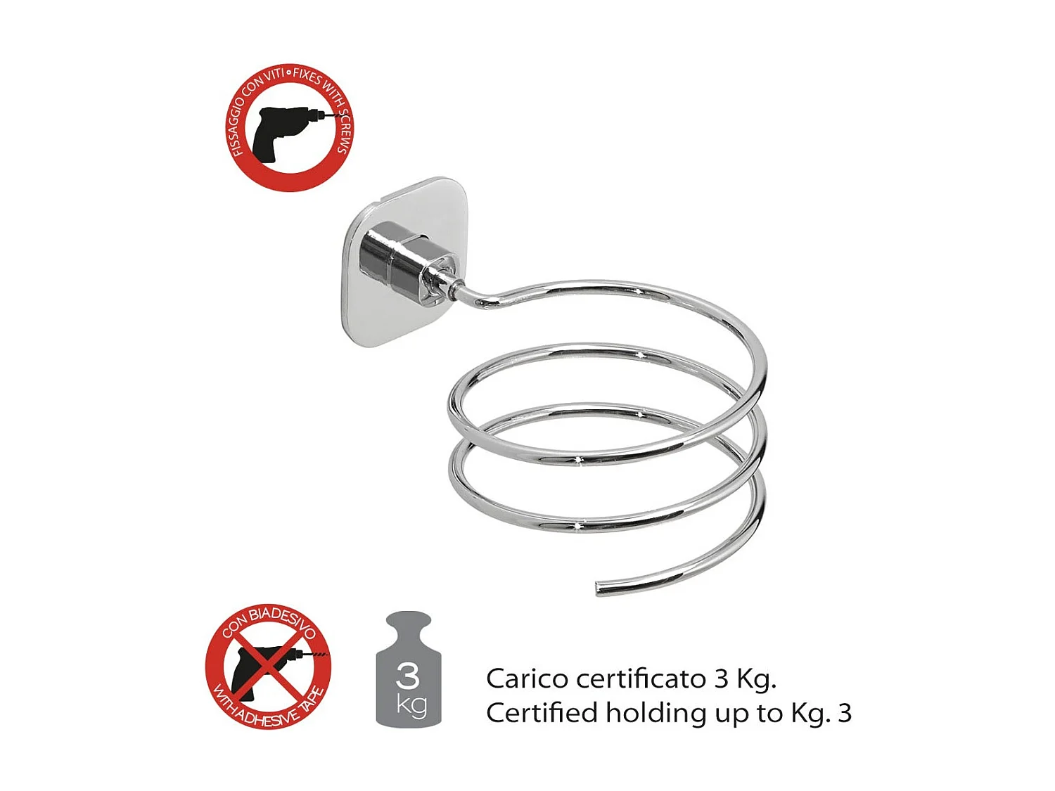 Spirale Pour Sèche-Cheveux En Acier Inoxydable Chromé  | Timo