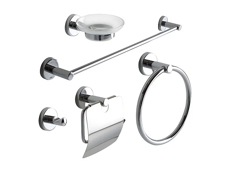 Ensemble D'accessoires De Salle De Bain Chromé De 5 Pièces| Necessary