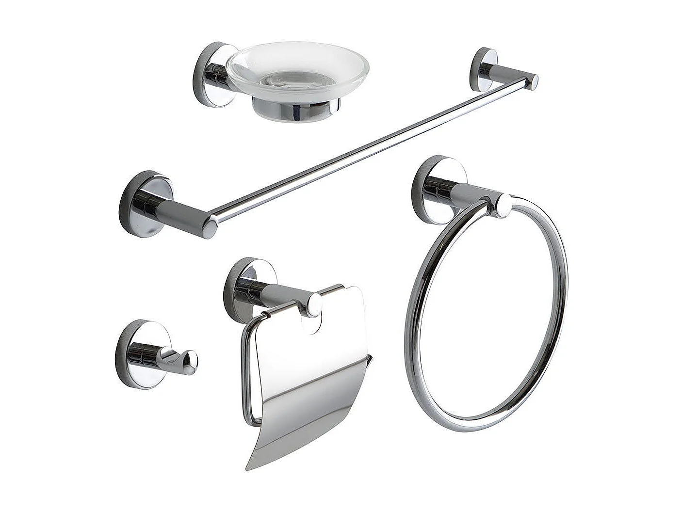 Ensemble D'accessoires De Salle De Bain Chromé De 5 Pièces| Necessary