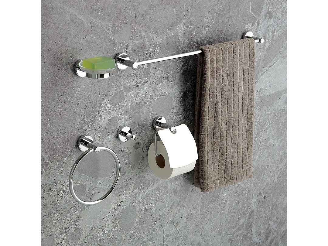 Ensemble D'accessoires De Salle De Bain Chromé De 5 Pièces| Necessary