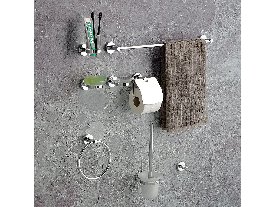 Ensemble Complet De 8 Accessoires De Salle De Bain Chromés | Necessary